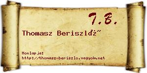 Thomasz Beriszló névjegykártya